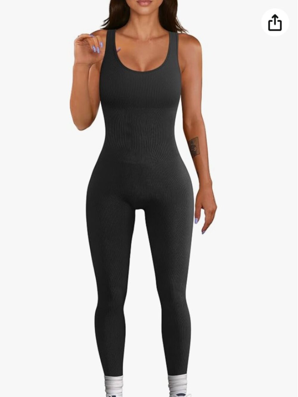 OQQ Women's One Piece Small Black Ribbed Workout Training Yoga Pilates NWOT
